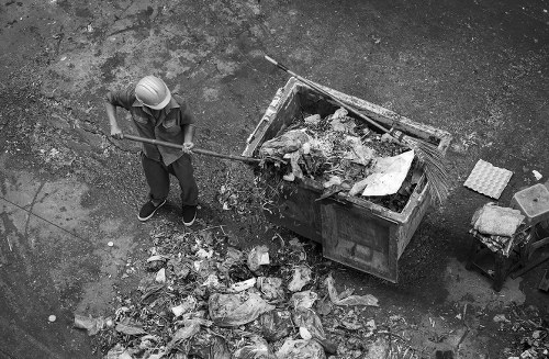 Construction site with organized waste management in Bow